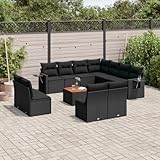 Torana 12-teiliges Lounge-Set mit Kissen, Schwarz, Polyrattan