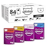 Whiskas Adult 1+ Katzennassfutter Gemischte Auswahl in Gelee, 84...