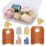 8 Stück Nähen Fingerhut Set, Leder Fingerhut, Dazzlefarben Metall Finger...