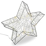 Nipach GmbH Dekoleuchte Metall-Stern Farbe Silber Weihnachtsstern 30 cm 25...