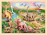 goki 57348 - Einlegepuzzle Dinosaurierwanderung - 96 Teile aus Holz -...