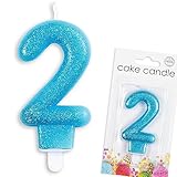 Zahlenkerze von 0-9 in Blau mit Steckfuß | Zahlenkerze, ca. 9cm x 4,5cm...