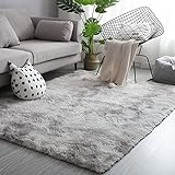 NIULAA Hochflor Teppich 160x230 Grau Weiß Modern Flauschig Weich, Groß...