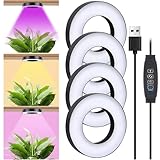 4Stück Pflanzenlampe LED Vollspektrum, Pflanzenlicht mit Auto Timer, LED...