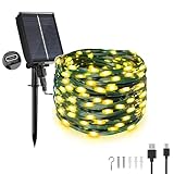 Tacobey Solar Lichterkette Aussen, 20M 200 LED【USB/Solarbetrieben】...