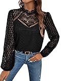 GORGLITTER Damen Elegant Blusen Stehkragen Oberteiel Hemdbluse Langarm...