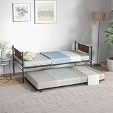 GOFLAME Twin Daybed and Trundle Set, Metal Daybed with Trundle with 4...