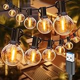 IKERY LED Lichterkette Außen USB String Lights G40 Glühbirnen 12 LEDs...