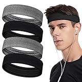 LOPHE Sport Haarband, 4 Stück Stirnband Damen und Herren, Schweißband...