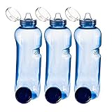 HDmirrorR Trinkflasche 3 x 1 L Wasserflasche Tritan BPA frei + 3 x...