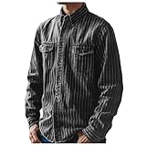 MNSWR Herren Karneval Kleidung Herren Shirts Jeanshemd mit Waschung...