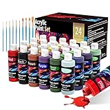 Acrylfarben Set 24x 60ml,12 Pinsel;Exzellente Deckkraft,hohe...