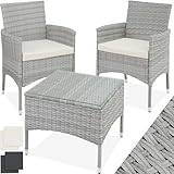 tectake® Poly Rattan Möbel Gartenset mit Wechselbezügen, 2 Stühle und...