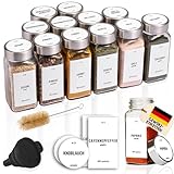 Deco haus® Gewürzgläser eckig luftdicht 12er Set [inkl. Etiketten &...