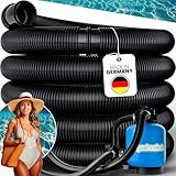 poolomio® Poolschlauch 38mm / 50m Rolle Schwarz | Flexibler Solarschlauch...
