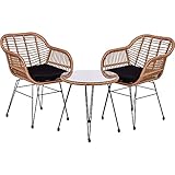 STILISTA 3-teiliges Poly-Rattan Bistroset 2 Lounge Sessel Beistell-Tisch...