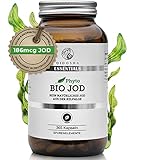 QIDOSHA® Jod aus Bio Kelp, 365 Kapseln im Apothekerglas, pflanzliches Jod...