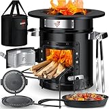 KESSER® Raketenofen inkl. Grillpfanne aus Gusseisen, Grillplatte,...