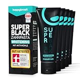 happybrush Vegane Aktivkohle Zahnpasta SuperBlack mit Minze Geschmack 5er...
