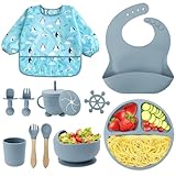 NATNAV Baby Geschirrset Silikon 11Stück Rutschfest Kindergeschirr Set mit...