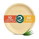 ECO SOUL 100% kompostierbare 25 cm, runde Palmblatt Teller [50 Stück] I...