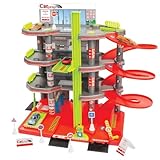 Mochtoys Parkgarage für Kinder - 4-Stöckige Parkhaus Set mit Aufzug,...
