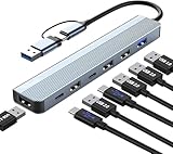USB C Hub 3.0, 7 in 1 USB Hub 3.0 Multiport Adapter mit USB 3.0, USB 2.0,...