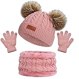 beifon Kinder Wintermütze Schal Handschuhe Mädchen Set Kindermütze...