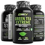 Green Tea Extreme - 180 Kapseln - 1370 mg Grüner Tee Extrakt pro...