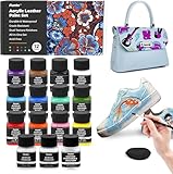 Funto Acryl Lederfarbe Set 12 Farben mit Lederreiniger, 2...