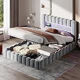 JOROBURO Polsterbett Bubble Bett 180x200 cm, Doppelbett mit Hydraulisch...