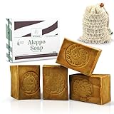 Green Fadel Aleppo Seife 4 x 50% Lorbeeröl - Inkl. Seifensäckchen - 900 g