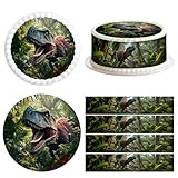 Tortenaufleger Dino,1 Stück Essbar Tortendeko Ø 20 cm+4 Stück...