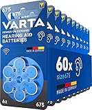 VARTA Hörgerätebatterien Typ 675 blau, Batterien 60 Stück Vorratspack,...