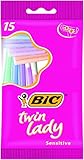 BIC Twin Lady Sensitive Rasierer, Einwegrasierer mit zwei Klingen für eine...