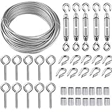 TooTaci 30m Drahtseil 2mm Stahlseil Ummantelt mit M5 Seilspanner –...