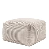 Icon Theo Hocker, Beige, Flauschiger Cord Stoff, Sitzsack Cord, Sitzpuff...