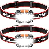 Gritin Stirnlampe LED, [2 Stück] LED Stirnlampe Kopflampe Superhell mit 3...