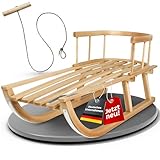 Kinderschlitten 90 cm mit Rückenlehne - Holzschlitten aus massivem...