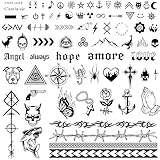 COLOFALLA 3 Blätter 90+pcs Temporäre Tattoos 2 Wochen Schriftzug Tattoos...
