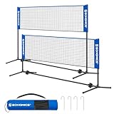 SONGMICS 3 m Badmintonnetz, Volleyballnetz, höhenverstellbare Stangen,...