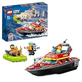 LEGO 60373 City Feuerwehrboot, Spielzeug, das im Wasser schwimmt, mit...