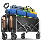 SURFOU Bollerwagen faltbar 100kg belastbar & 120L Volumen | Mit 360°...