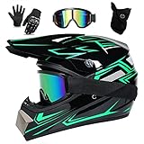 UIGJIOG Downhill Motorradhelm Kinder, Helm Set Herren ATV Motorradhelm...