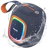 RIENOK Bluetooth Lautsprecher Klein mit Licht FM Radio Bluetooth 5.3...