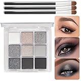 EONFAVE Smoky Lidschatten Palette - 9 Farben Schwarz Grau Weiß Lidschatten...