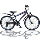 Talson 24 Zoll Mountainbike Fahrrad MIT GABELFEDERUNG & Beleuchtung 21-Gang...