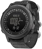 Militär Uhr für Herren mit Kompass Schrittzähler Höhenmesser Barometer...