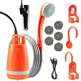 Eyourlife Campingdusche mit Pumpe, Camping Dusche Set mit Wiederaufladbarer...