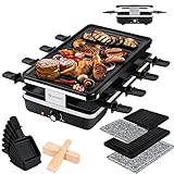 KESSER® Raclette-Grill mit Naturgrillstein, Grillplatte Tischgrill für 8...